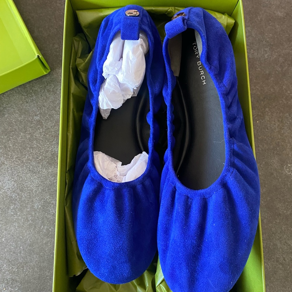 Tory Burch Dark Indigo Suede Ballet Flats